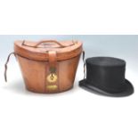 SILK TOP HAT WITHIN LEATHER & VELVET LINED CARRY BOX
