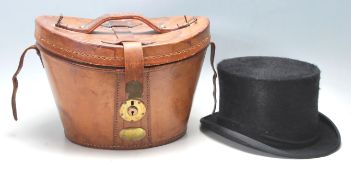 SILK TOP HAT WITHIN LEATHER & VELVET LINED CARRY BOX