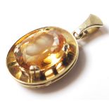 VINTAGE 14CT GOLD AND YELLOW STONE PENDANT
