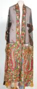 20TH CENTURY INDIAN SHAWL WITH FINE FLORAL EMBROIDERY