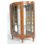 1930'S QUEEN ANNE REVIVAL WALNUT CHINA DISPLAY CABINET