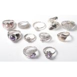 ELEVEN MIXED LADIES SILVER RINGS