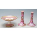 A 19TH CENTURY VICTORIAN CANDLESTICK AND TAZZA