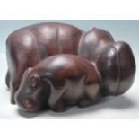 RETRO 20TH CENTURY HAND CARVED HIPPO / HIPPOPOTAMUS