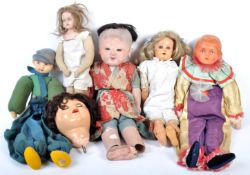 COLLECTION OF ASSORTED ANTQUE BISQUE AND CELLULOID DOLLS