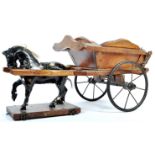 CHARMING ANTIQUE WOODEN HORSE AND TRAP CART TOY