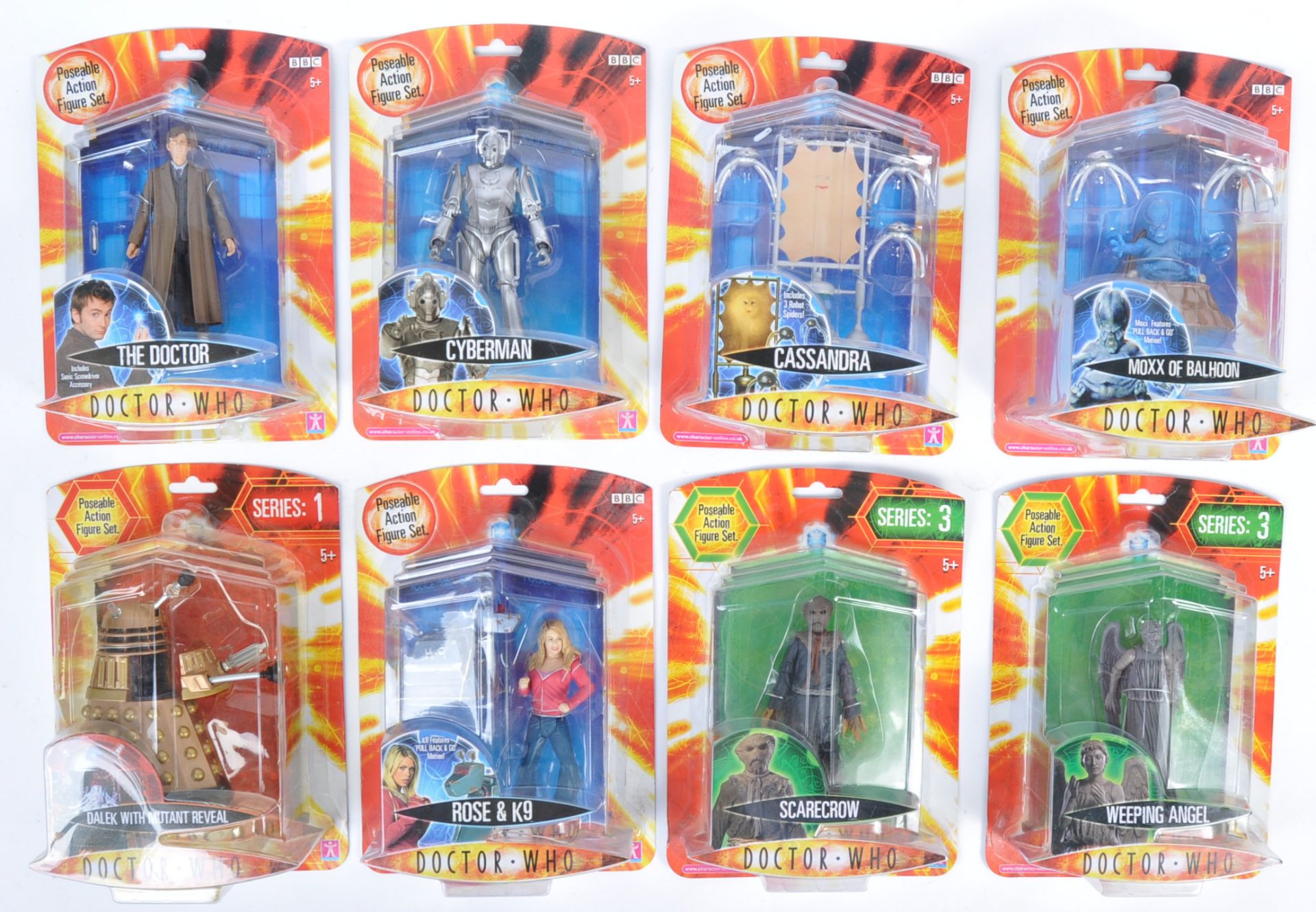 COLLECTION OF DOCTOR WHO CARDED ACTION FIGURES