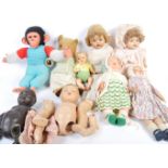 A COLLECTION OF COMPOSITION BODY DOLLS AND TEDDY BEARS
