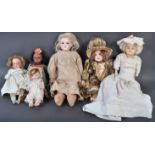 COLLECTION OF ASSORTED GERMAN MADE BISQUE HEADED DOLLS