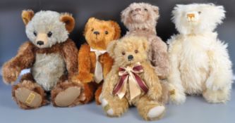 COLLECTION OF X5 ASSORTED MERRYTHOUGHT TEDDY BEARS