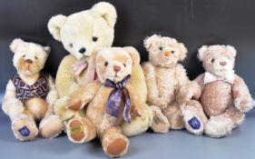 COLLECTION OF X5 ASSORTED MERRYTHOUGHT TEDDY BEARS