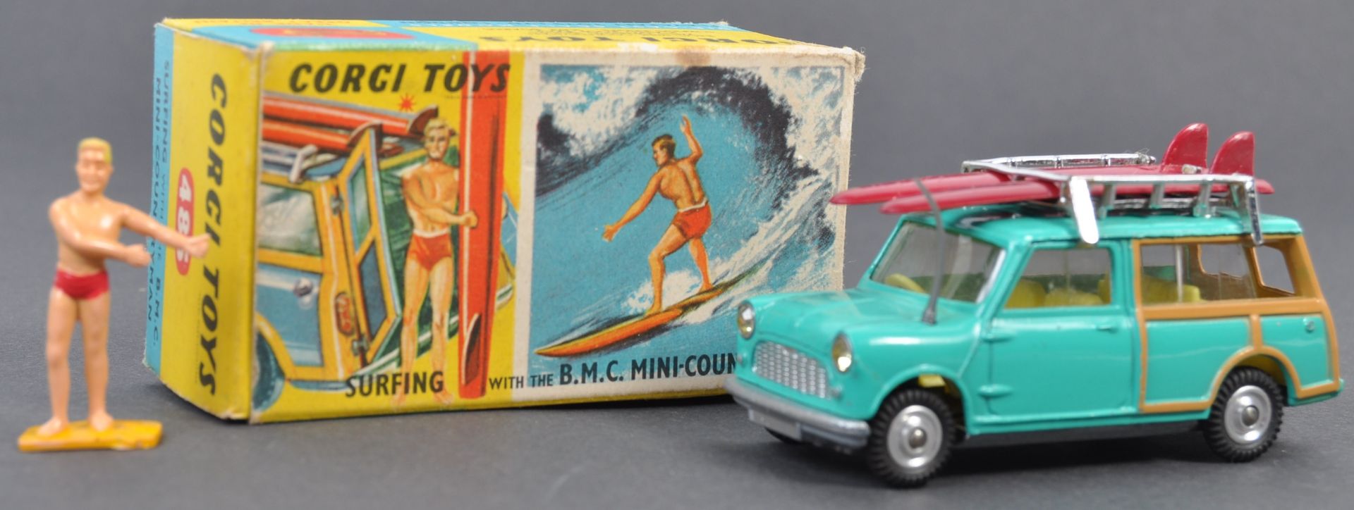 VINTAGE CORGI TOYS DIECAST MODEL SURFING BMC MINI