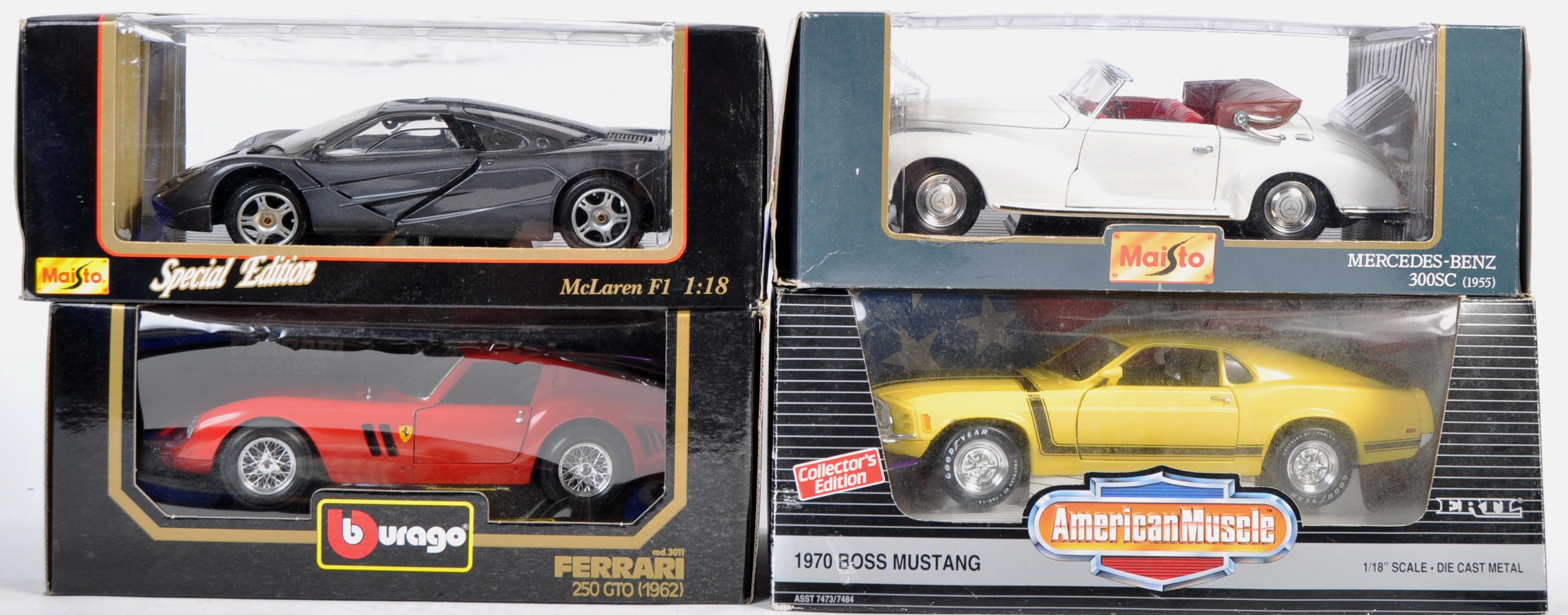 COLLECTION OF X4 BOXED DIECAST 1/18 SCALE MODEL CARS