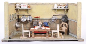 CHARMING 19TH CENTURY GERMAN DOLLS KITCHEN AND ACC
