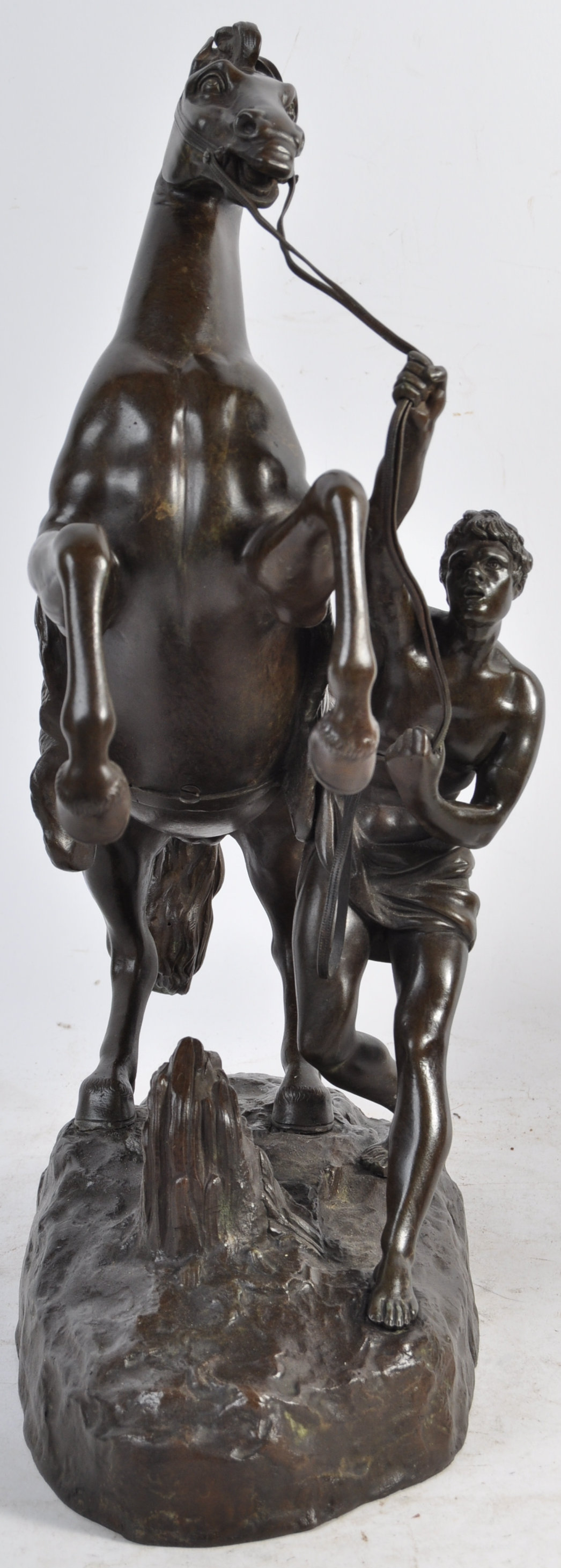 PAIR OF FRENCH ANTIQUE BRONZE MARLY HORSES AFTER C - Image 10 of 14