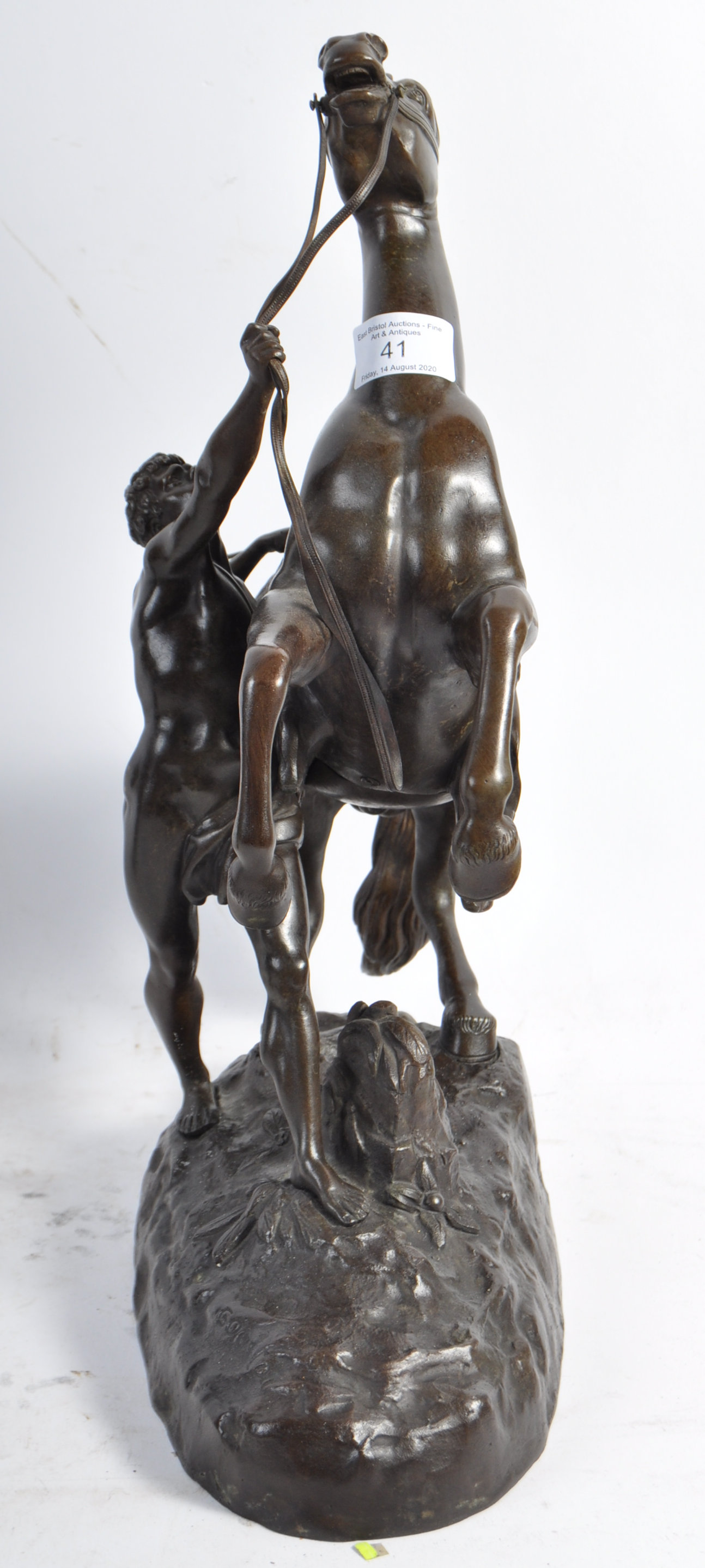 PAIR OF FRENCH ANTIQUE BRONZE MARLY HORSES AFTER C - Image 4 of 14