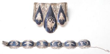 VIETNAMESE SILVER PANELLED NIELLO JEWELLERY