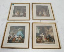 SERIES OF FOUR 19TH CENTURY HAND COLOURED PICTURES