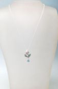 A STAMPED 925 SILVER CHERUBPENDANT NECKLACE WITH E