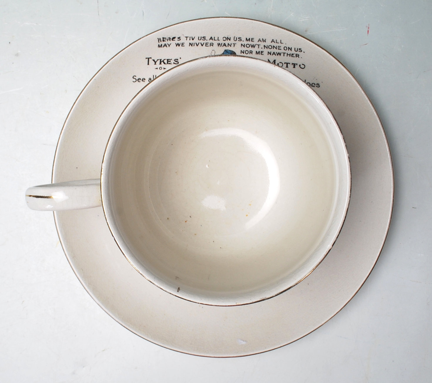 A large early 1900's Victorian Tykes Motto Teacup - Image 4 of 7