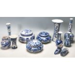 A QUANTITY OF BLUE AND WITH DELFT CERAMIC PORCELAI