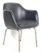 VINTAGE RETRO BLACK LEATHER TUB CHAIR