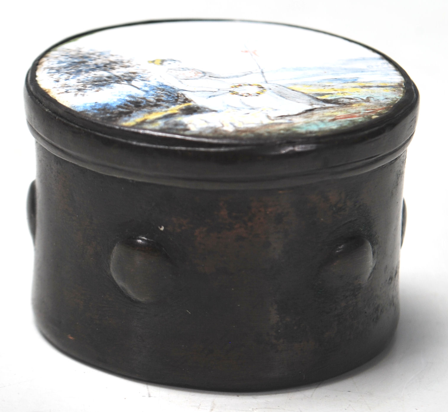 A 19TH CENTURY GEORGIAN METAL PATCH BOX - Image 2 of 6