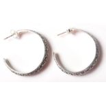 A PAIR OF STAMPED 925 SILVER HOOP EARRINGS SET WIT