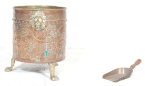 19TH CENTURY VICTORIAN BRASS AND COPPER LOG BIN