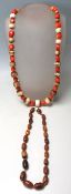 TWO VINTAGE BEADED NECKLACES TO INCLUDE CORAL AND