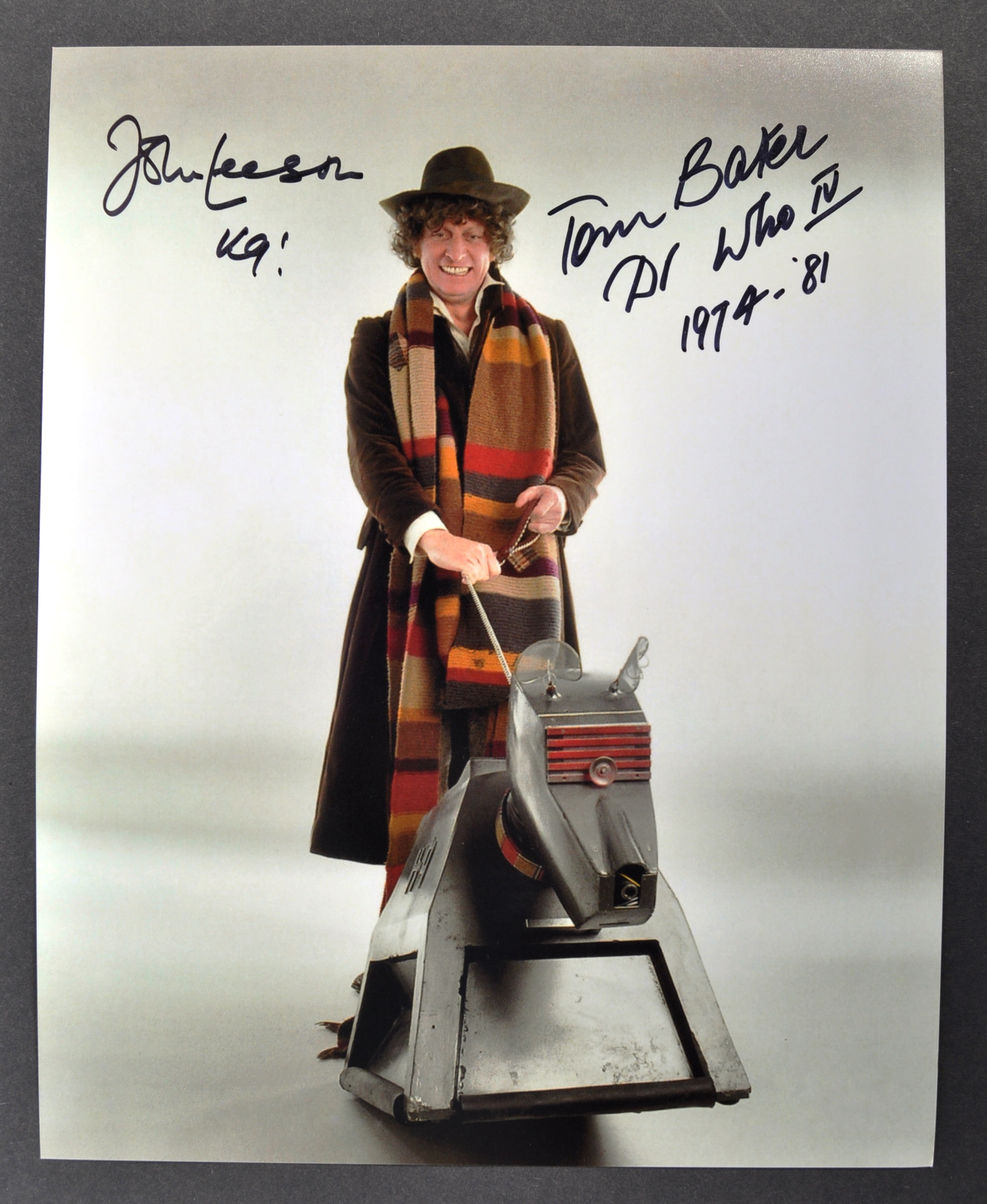 DOCTOR WHO - TOM BAKER & JOHN LEESON SIGNED 8X10" PHOTO