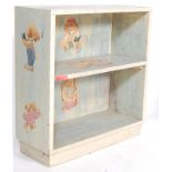 A RETRO VINTAGE 20TH CENTURY CHILDREN’S BOOKCASE WITH CARTOON BUNNIES DECORATION