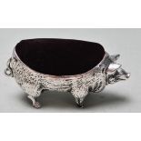 LARGE SILVER PIG PIN CUSHION