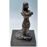 CONTEMPORARY BRONZE FIGURINE OF A LADY UNDRESSING