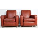 PAIR OF ART DECO 1930S STYLE FAUX LEATHER CLUB CHAIRS