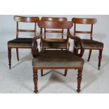 FOUR 19TH CENTURY REGENCY BAR BACK MAHOGANY DINING CHAIRS