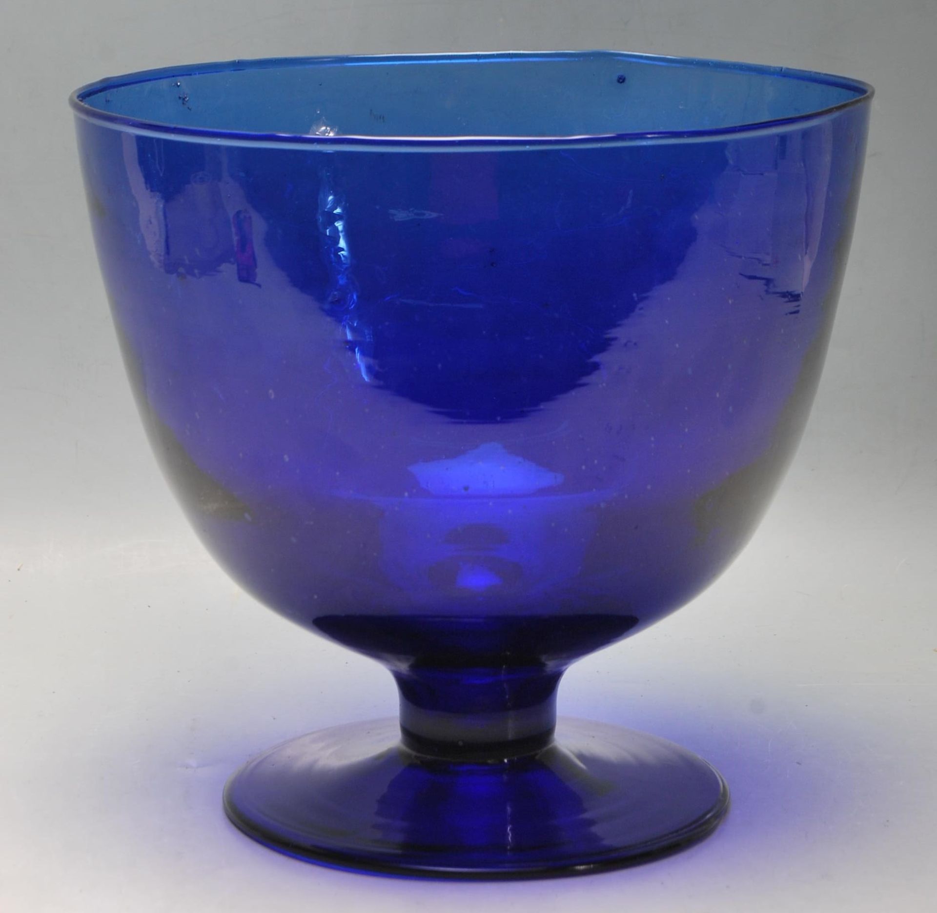 ANTIQUE BRISTOL BLUE GLASS FOOTED BOWL - Image 2 of 6