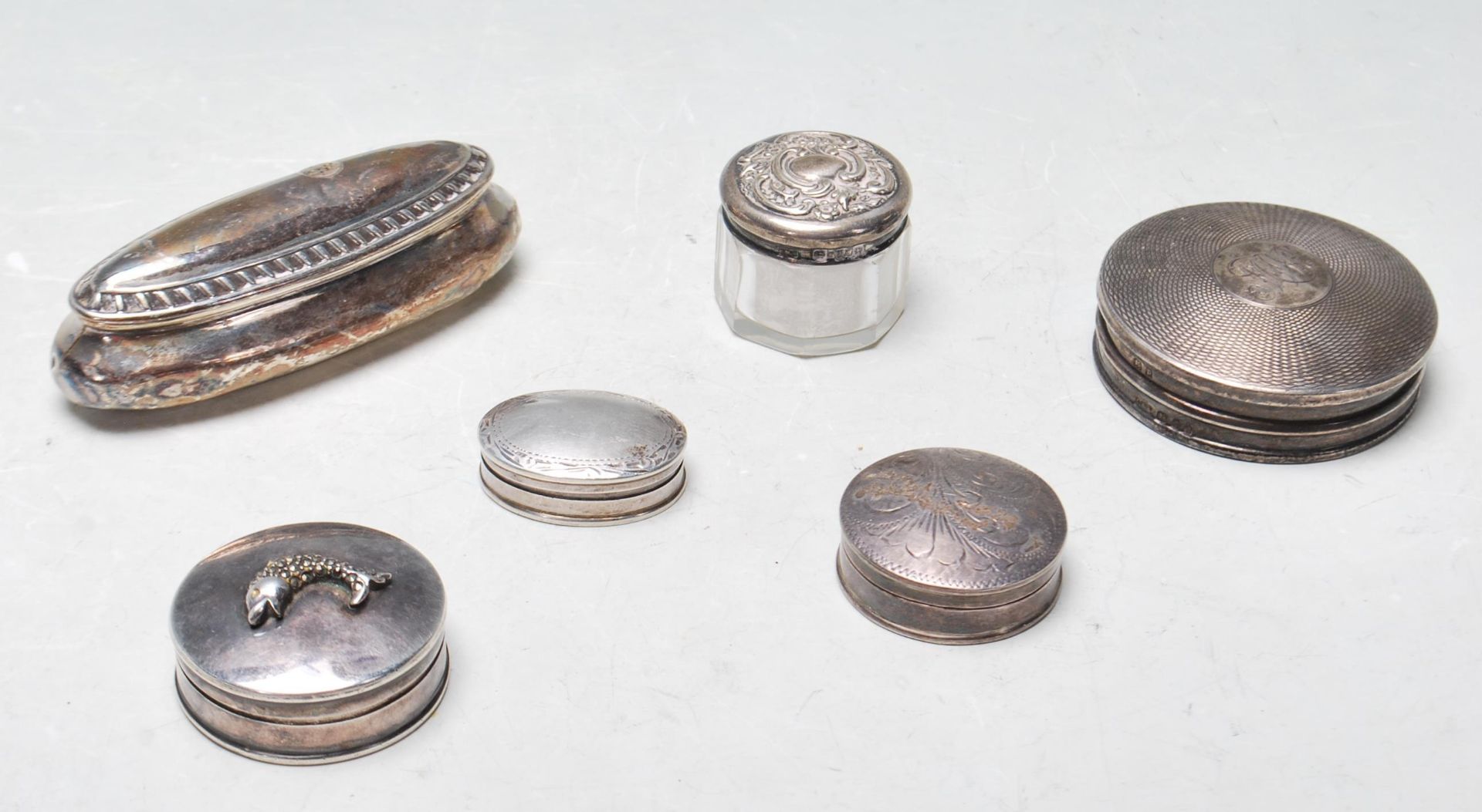 ANTIQUE EDWARDIAN & 1920'S SILVER DRESSING TABLE BOXES