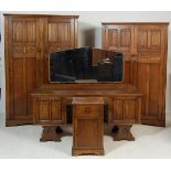 AN EARLY 20TH CENTURY BEDROOM SUITE - WARDROBE - DRESSING TABLE