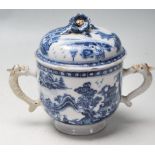 CHINESE ORIENTAL BLUE AND WHITE LIDDED CUP