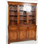 A GEORGIAN STYLE MAHOGANY LIBRARY BOOKCASE WITH ADJUSTABLE SHELVES