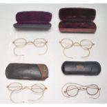 COLLECTION OF FOUR GOLD RIMMED GHANDI STYLE SPECTACLES