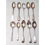 TEN ANTIQUE VICTORIAN SILVER SPOONS