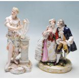 19TH CENTURY VICTORIAN LUDWIGSBURG HAND PASTE PORCELAIN FIGURING TOGETHER WITH A SITZENDORF FIGURIN