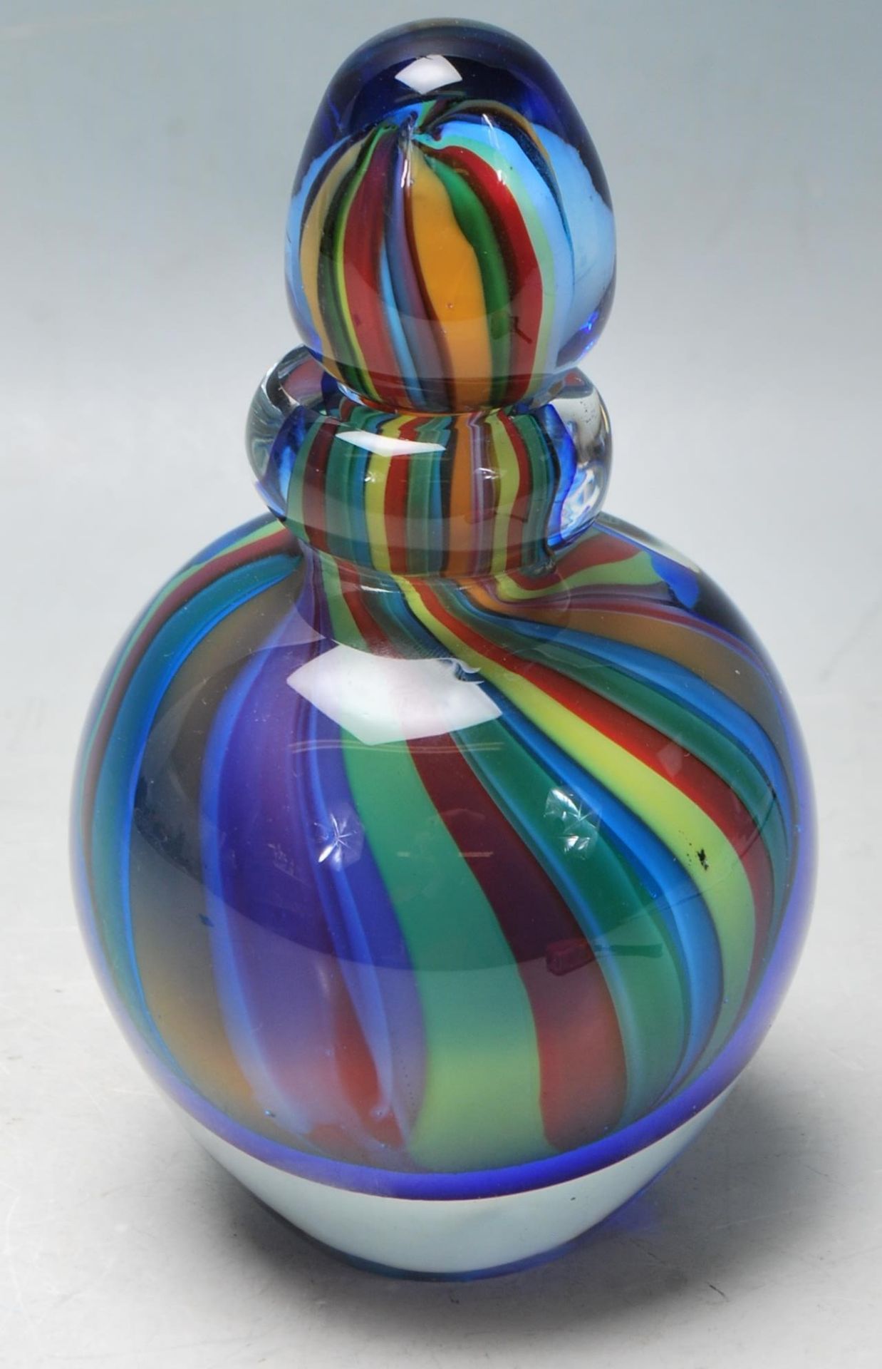 MURANO STUDIO ART GLASS PERFUME BOTTLE WITH MULTICOLOURED TWISTED DESIGN DECORATION - Image 2 of 5