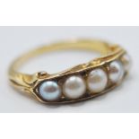 ANTIQUE 18CT GOLD AND SEED PEARL RING