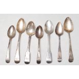 GROUP OF SEVEN SLVER TEASPOONS