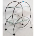 CONTEMPORARY ART DECO CHROME AND GLASS TROLLEY