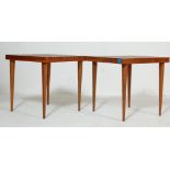 A PAIR OF VINTAGE RETRO 20TH CENTURY TEAK WOOD SLATTED TOPS COFFEE TABLES / SIDE TABLES