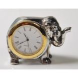 VINTAGE SILVER ELEPHANT CLOCK